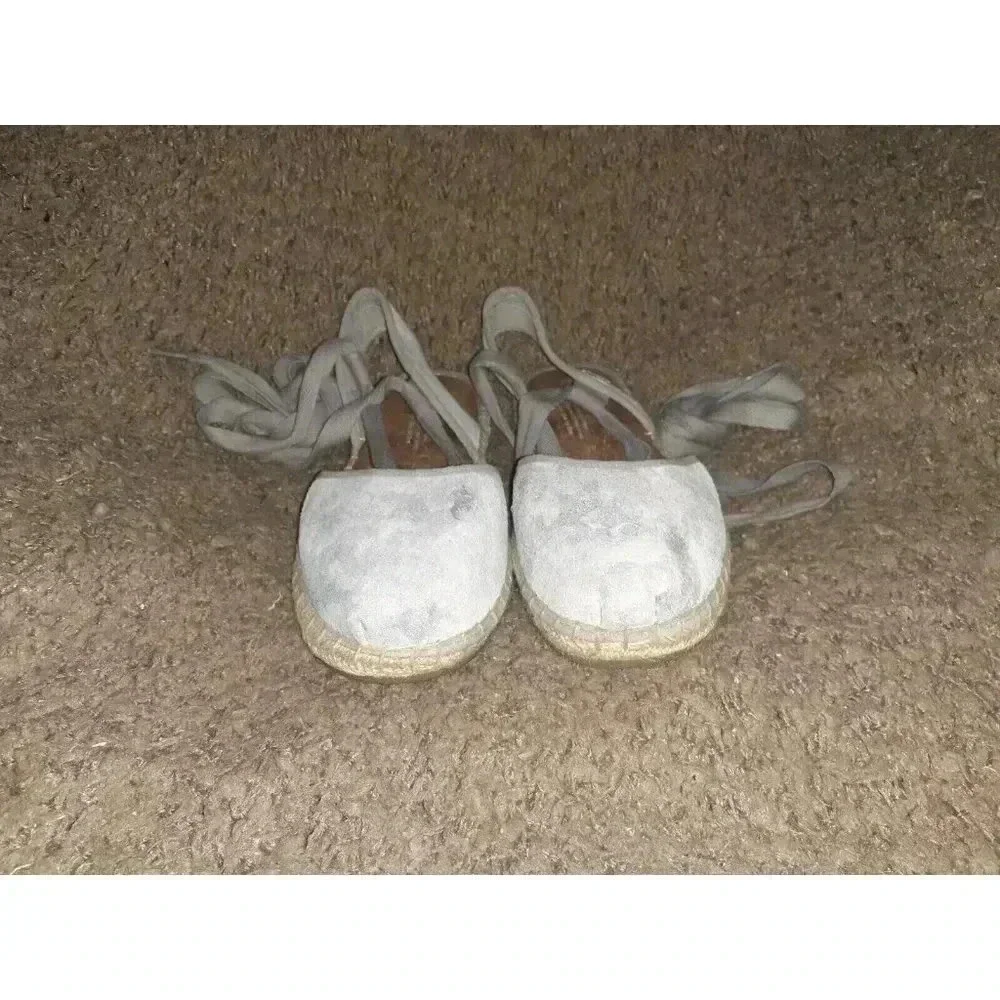 TOMS-Bella-Gray Tie Dye-Closed Toe-Suede-Tie Up Leg Espadrilles-Sz7-Excellent